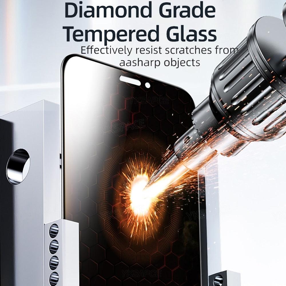 3Pcs Best Privacy 9H Tempered Glass For iPhone 11 12 13 14 Pro Mini XS MAX X XR 6S 7 8 Plus SE Anti Spy Peep Screen Protector Anti-Spy Anti-Peeping Tempered Glass Screen Film for iPhone