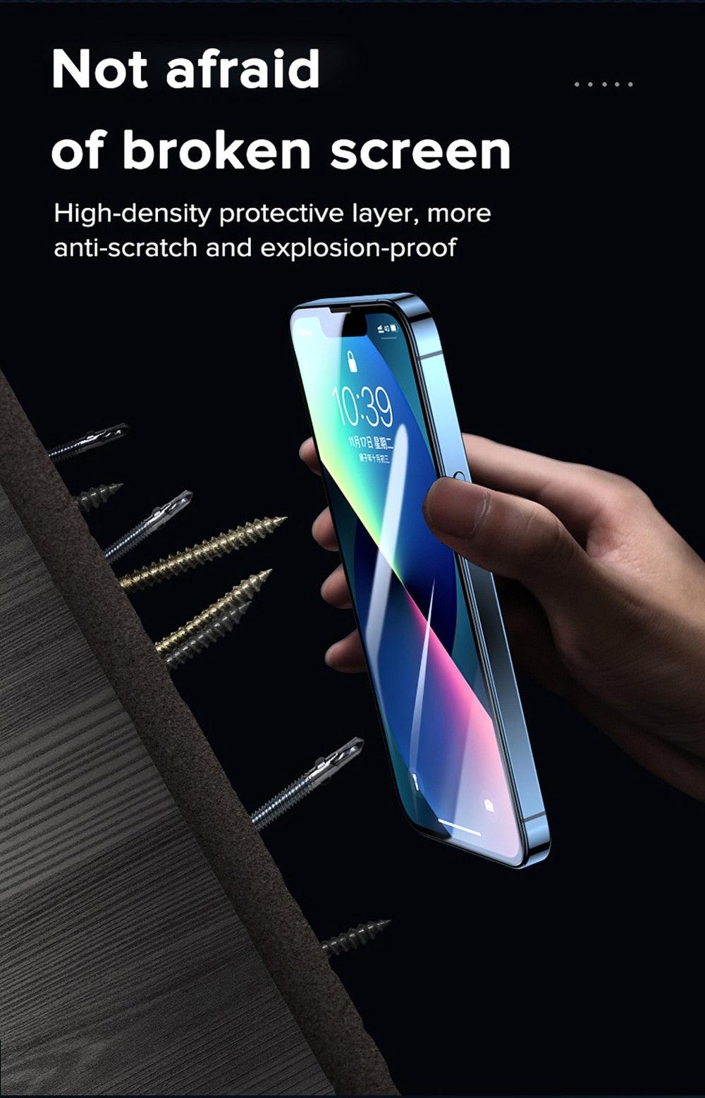 2PCS 9H Tempered Glass For iPhone 13 Pro Max 12 11 X XR XS 7 8 8P Max Full Cover Ultra-HD Screen Protector for iPhone 13 Tempered Glass Film with Auto Alignment Tool Easy Installation 99% HD Clear 9H Hardness Bubble Free Screen Protector For iPhone