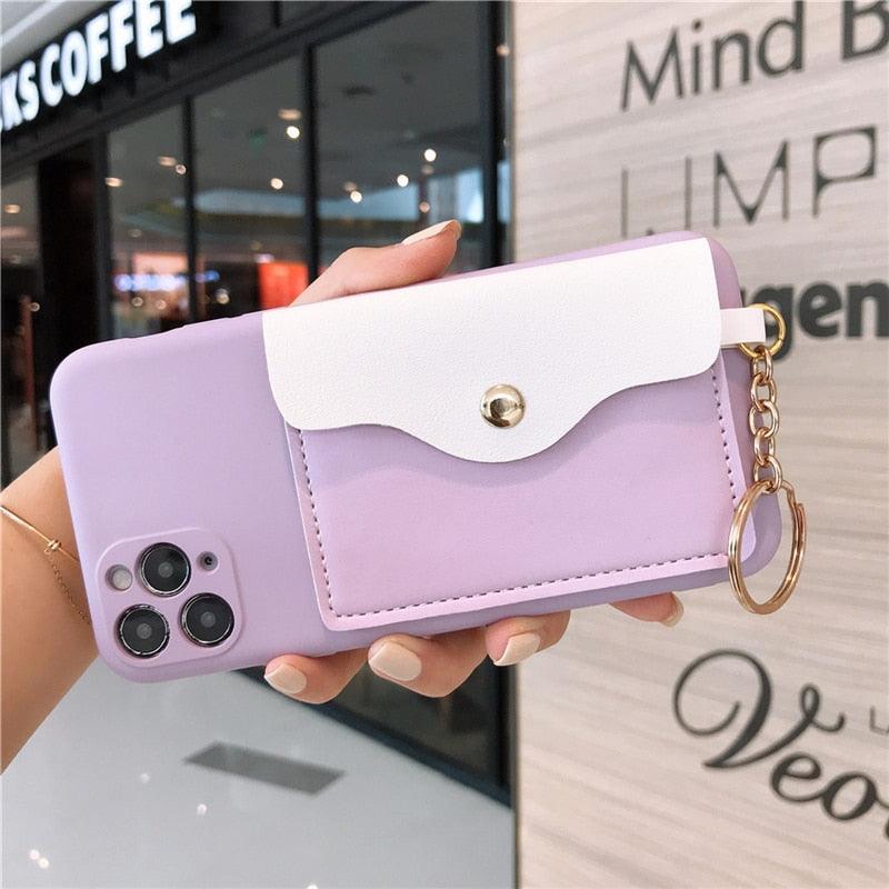 Luxury Wallet Phone Case For iPhone 13 Pro Max 11 12 Pro Max X XR XS 7 8 Plus 13 Mini Soft Silicone Handbag Card  Phone Case Wallet Compatible iPhone Bag Cover