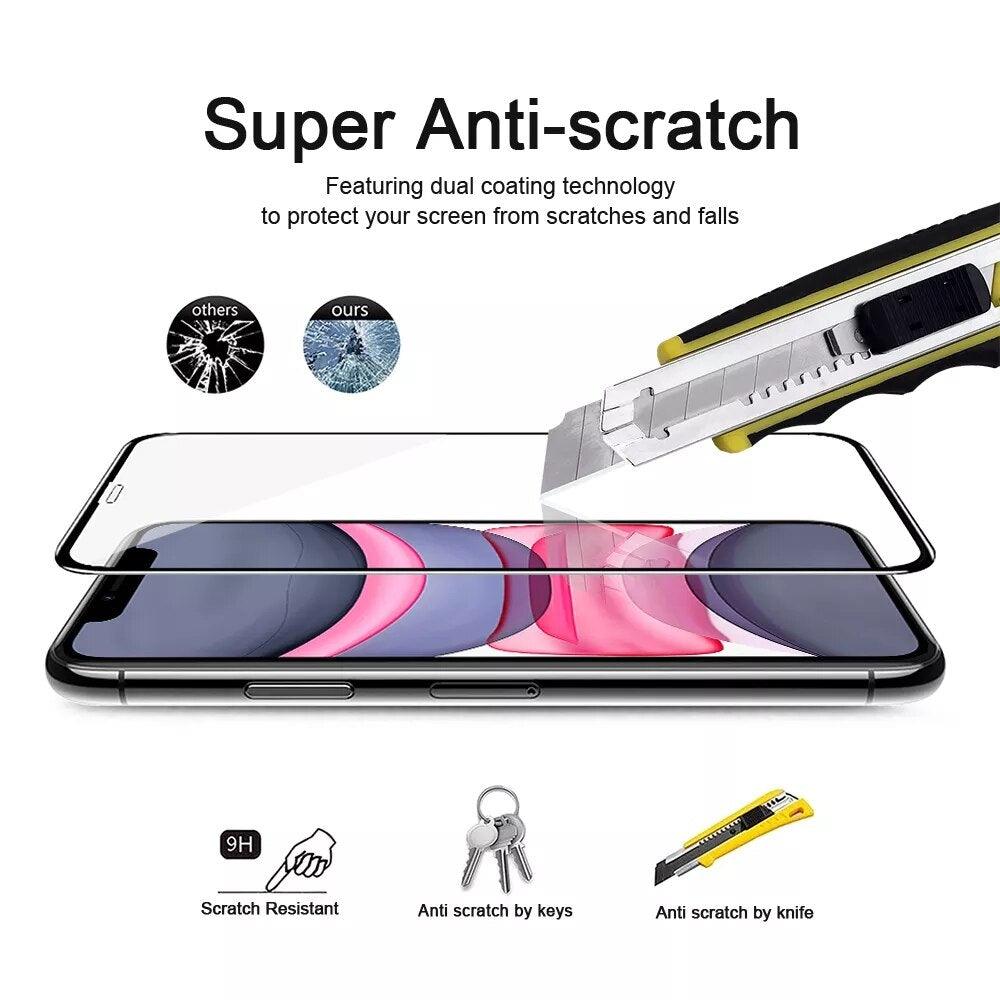 4Pcs Full Cover Screen Protector For iPhone 14 11 12 13 Pro Max Protective Glass For iPhone X XR XS Max 6 7 8 Plus Tempered Film Screen Protector Tempered Glass Compatible With iPhone