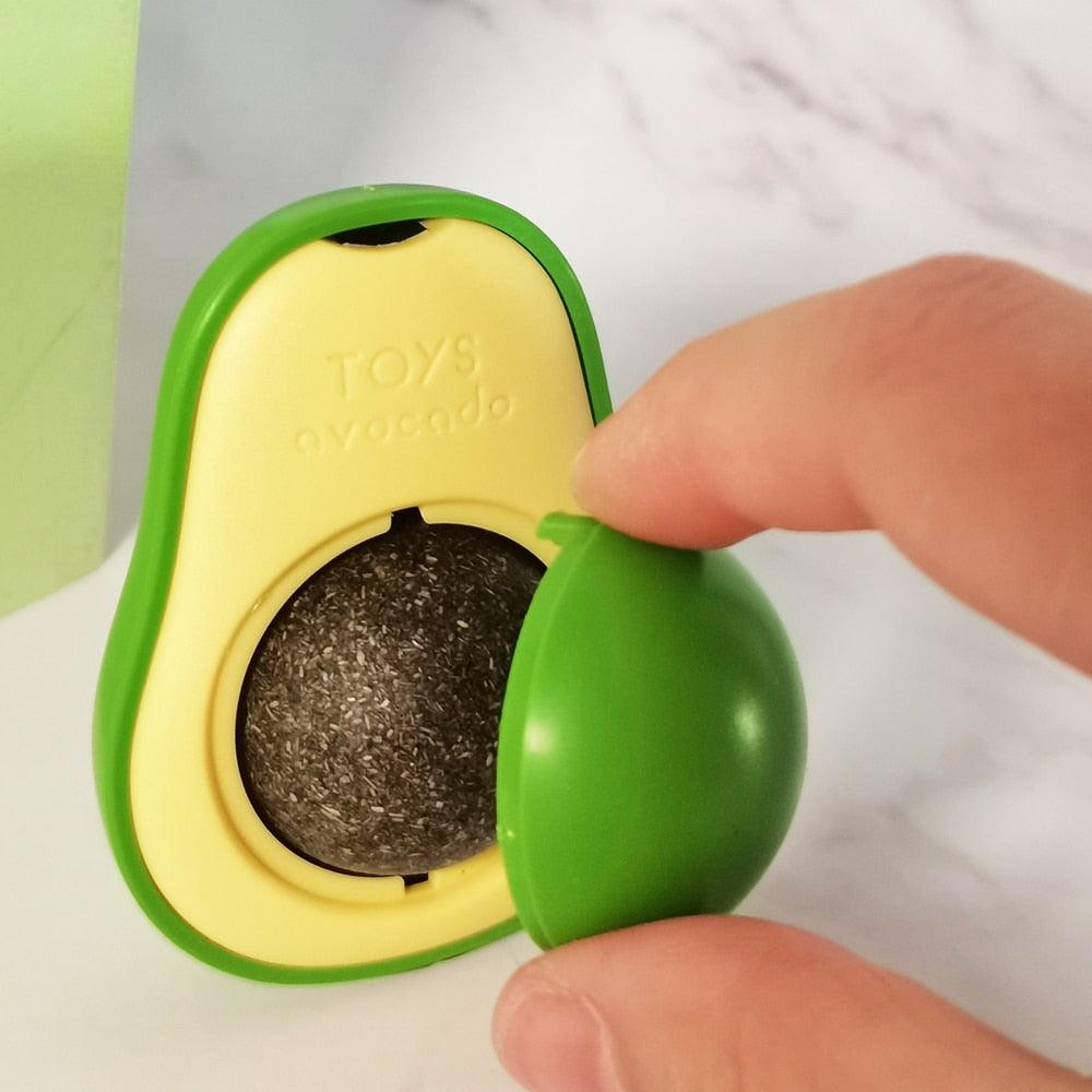 Avocado Wall Ball Cat Toys Edible Licking Balls Snack Healthy Rotatable Treats Toys Kitten Supplies Teeth Cleaning Totaling Catnip Wall Ball Toys - products - - Stevvex.com