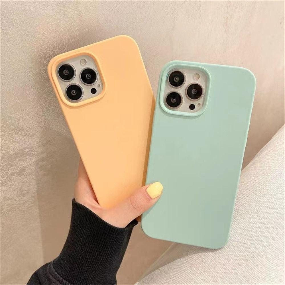 Unique Solid Color Soft Silicone Phone Cases For iPhone 13 12 11 14 Pro Max X XR XS Case For iPhone 12 13 Pro 7 8 SE Cover Silicone Phone Cover Ultra Slim Shockproof Protective Case for iPhone 14