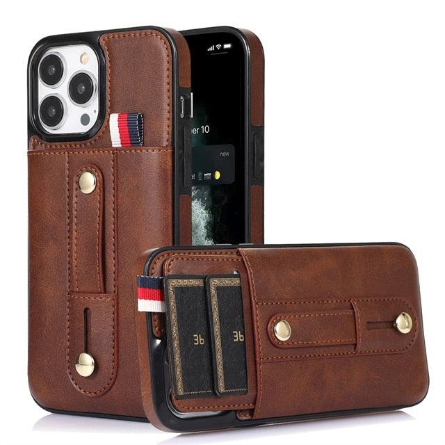 Luxury Leather Phone Case For iPhone 14 13 12 Mini 11 Pro X XS Max XR Business Elegant Men Wallet Card Slot Cover Wallet Case With Card Holder PU Leather iPhone Case