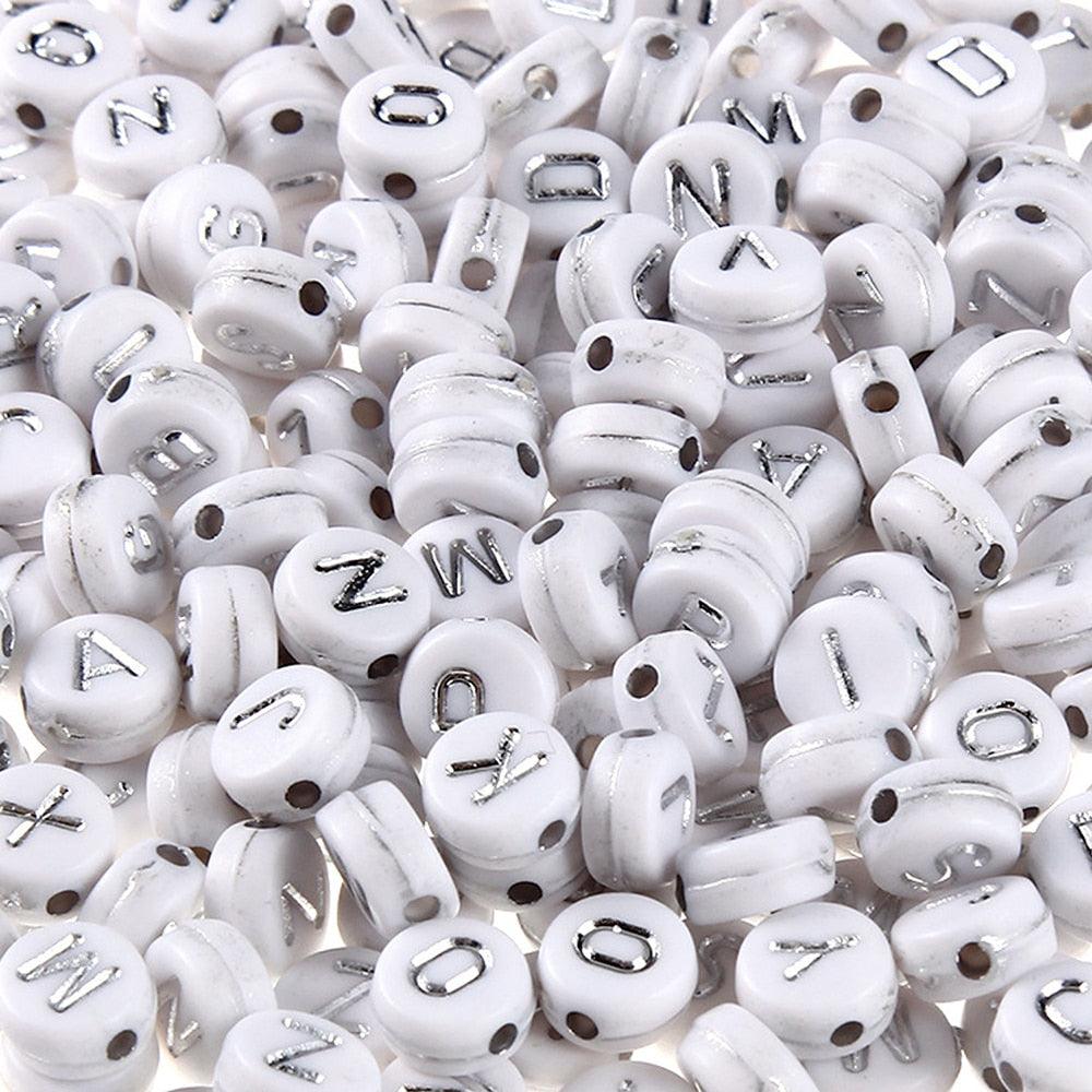 100Pcs/lot Gold Silver Color Letter Beads Flat Round Acrylic Alphabet Spacer Beads For Jewelry Making Bracelet Necklace Acrylic Alphabet Letter Beads A-Z Letter for Jewelry Making