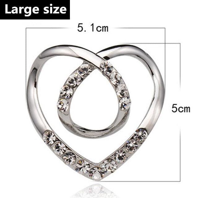 Luxury T-shirt Heart Scarf Brooches Wedding Holiday Beautiful Bridal Fashion Large Elegant Brooch Pin For Women Crystal Cute Scarf Buckle Brooch Shawl Ring Clip Scarves Fastener Knotted Button Pin Accessories