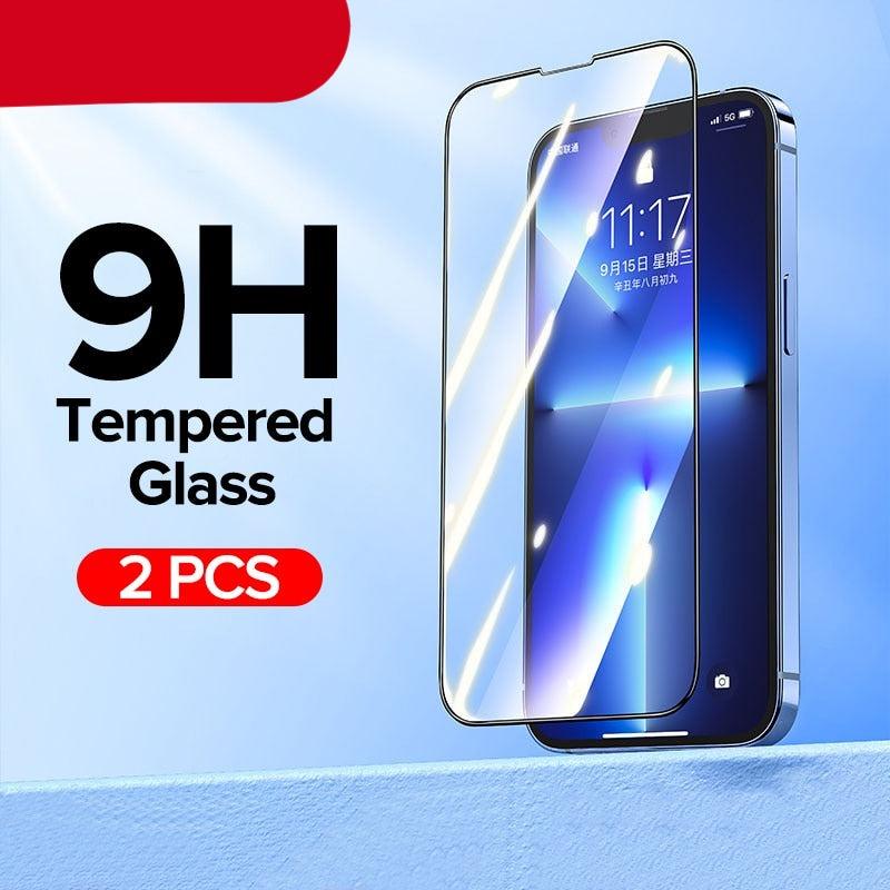 2PCS 9H Tempered Glass For iPhone 13 Pro Max 12 11 X XR XS 7 8 8P Max Full Cover Ultra-HD Screen Protector for iPhone 13 Tempered Glass Film with Auto Alignment Tool Easy Installation 99% HD Clear 9H Hardness Bubble Free Screen Protector For iPhone