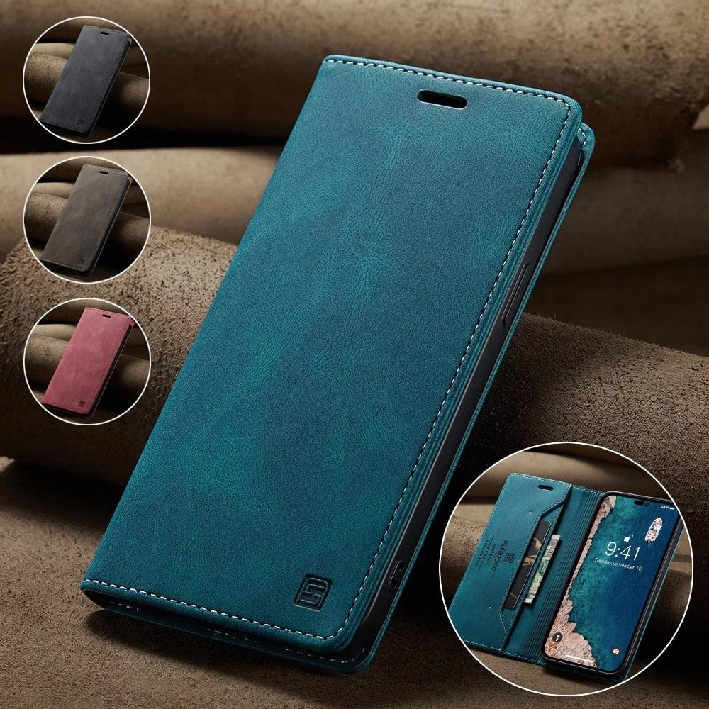 Vintage Wallet Case Card Holder Kickstand Built-in Magnetic Flip Leather Case for iPhone  Leather Cases for iPhone 14 13 12 11 Pro Max Mini XR XS Max 8 7 6s Plus Wallet Flip Cover