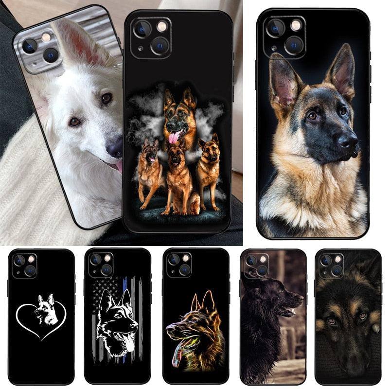 Cartoon German Shepherd Phone Case MAsk  Dog Case For iPhone 13 12 Mini 11 14 Pro Max 6S 8 7 Plus SE 2022 2020 X XS Max XR Back Cover Poodle Dog Phone Case Compatible with iphone