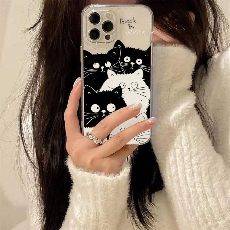 Cute Cat Transparent Phone Case For Iphone 11 12 13 Pro Max Case X Xs Max Xr Phone Case 7plus 8plus Case Cute Clear Protective Phone Cases