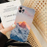 Snow Mountain Sunset Phone Case For iPhone 14 13 Pro Max Transparent Nature Landscape Painting Mountain Design Clear Case Soft Stylish Slim Thin Cute Raised Lips Anti-Scratch Protective Case