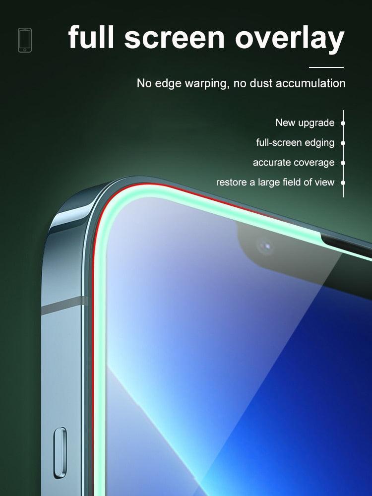 2Pcs Luminous Protective Glass For iPhone 14 13 12 11 Pro Max X XR XS Screen Protector For 7 8 6 Plus SE3 Glowing Tempered Glass  Luminous Glowing Tempered Glass Screen Protector for iPhone