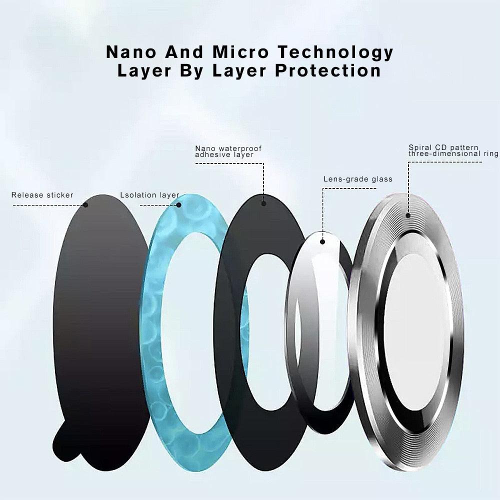 3D  Tempered Glass Metal Ring Camera Protector Cover For iphone 14 Iphone14 Pro Max 2022 Rear Lens Film Protect Cap Tempered Glass Camera Protector for iPhone