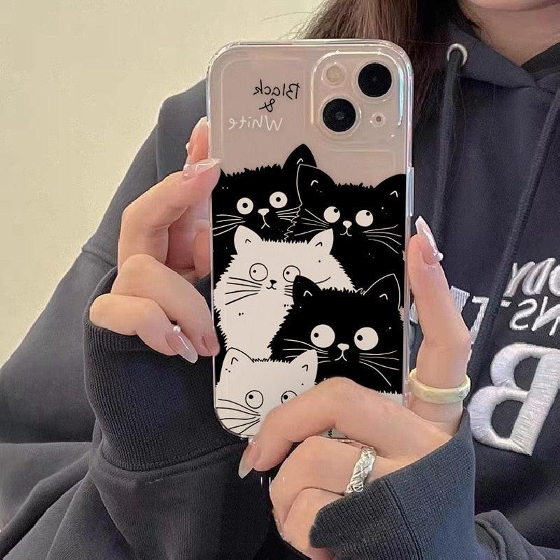 Cute Cat Transparent Phone Case For Iphone 11 12 13 Pro Max Case X Xs Max Xr Phone Case 7plus 8plus Case Cute Clear Protective Phone Cases