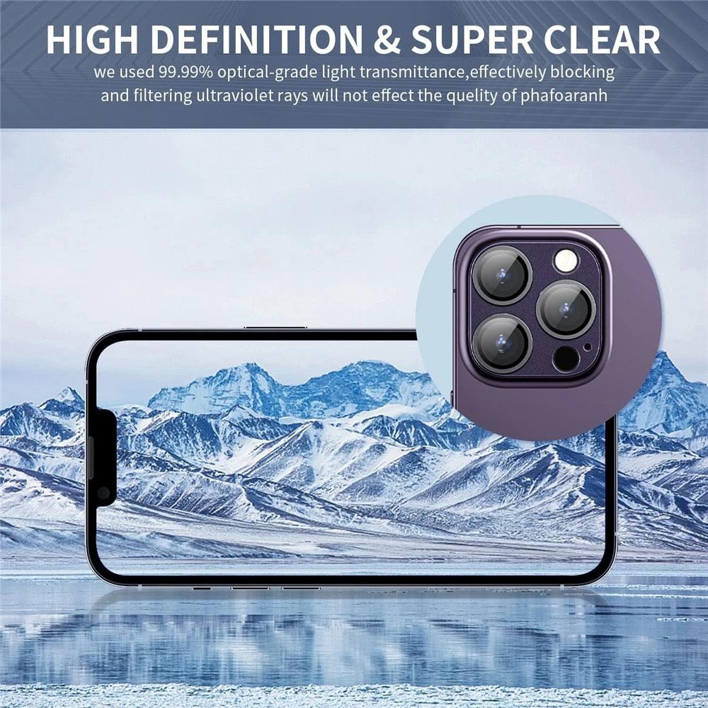 Camera Lens Metal Protector Glass For iPhone 14 13 Pro Max 13 Mini Back Lens Cap On iPhone 14 Plus Full Cover Protective Cases Metal Camera Cover with Tempered Glass Screen Protector