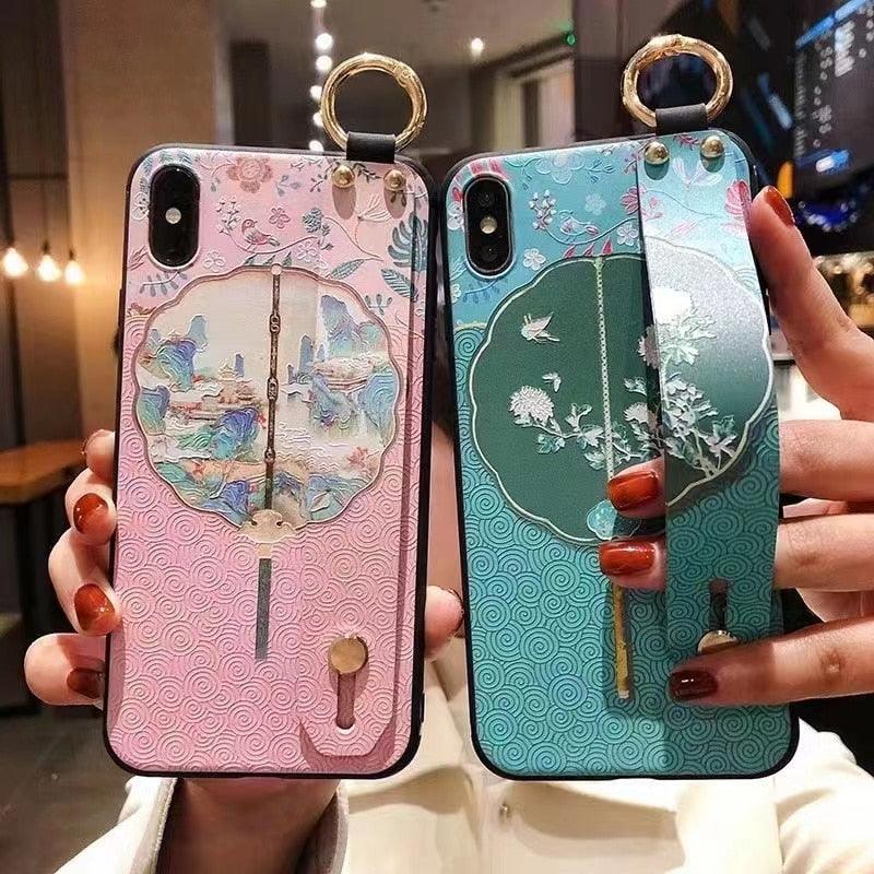 Cartoon Cute Cat Wrist Strap Soft Phone Case For Iphone 13 11 12 14 Pro Max X Xr Xs Max Se 2020 7 8 Plus 14plus Holder Cover Thanksgiving Cute Cats Silicone Case For Iphone