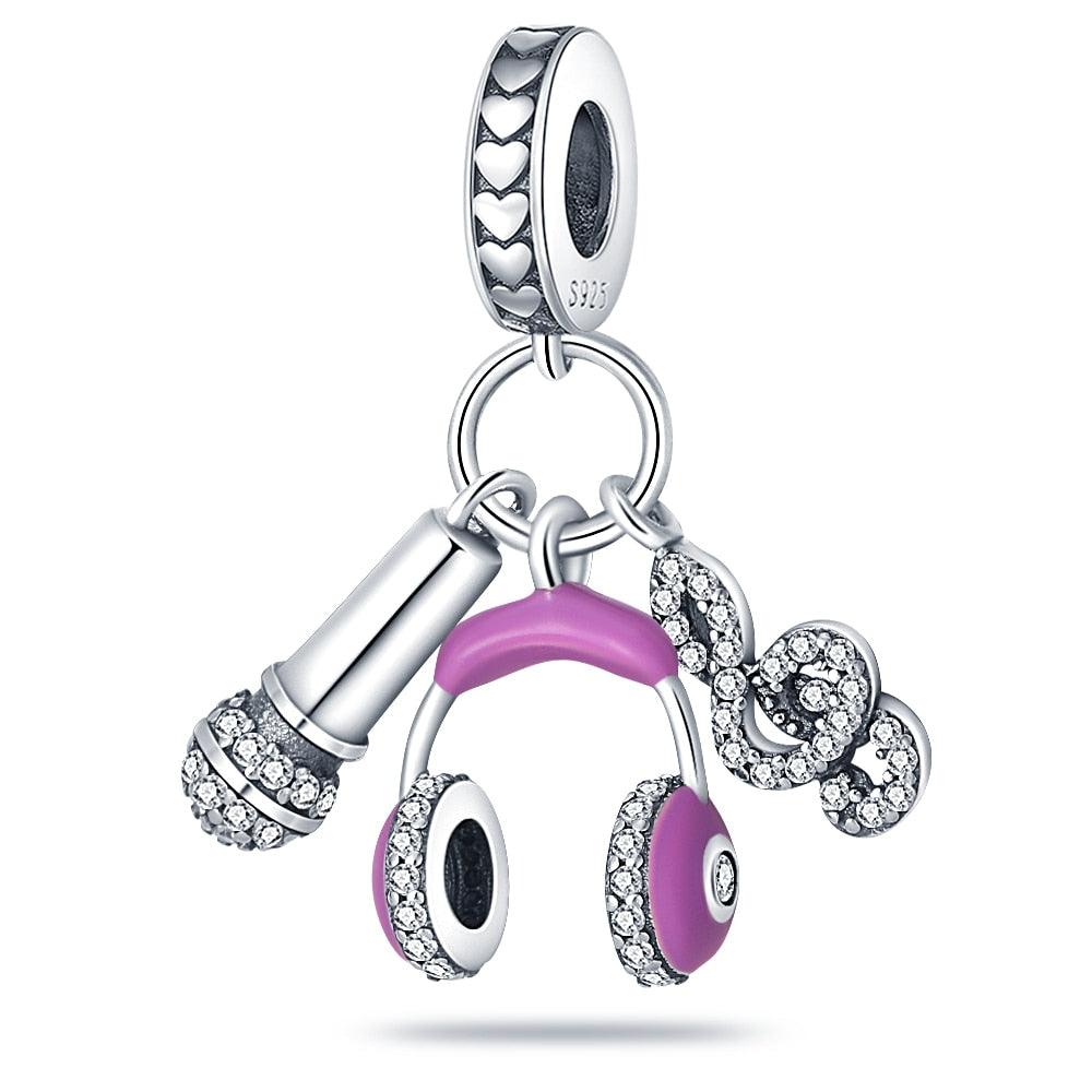 New 925 Sterling Silver Purple Bead Flower Dangle Charm Fit Bracelet And Necklace 925 Jewelry Gift Deep Purple Pansy Flower Charm 925 Sterling Silver Pendant Girl Jewelry Beads Gifts for Women