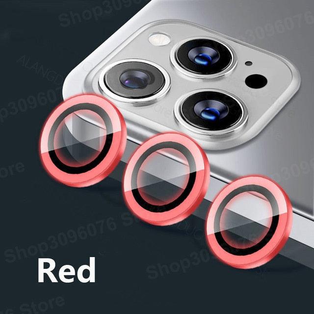 Colorful Design Round Ring Metal Alloy HD Glass For iPhone 13 12 11 Pro Max Camera Lens Protectors Luminous Camera Ring Glass for iPhone11 Pro max 13mini 13pro Protective Film