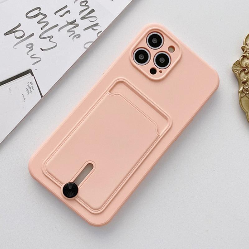 Unique Silicone Solid Color Phone Case For iPhone 11 12 13 Mini case For iPhone 11 Pro Case Cover Silicone Wallet Card Holder Compatible With Smartphones Minimalist Style Lightweight iphone Case