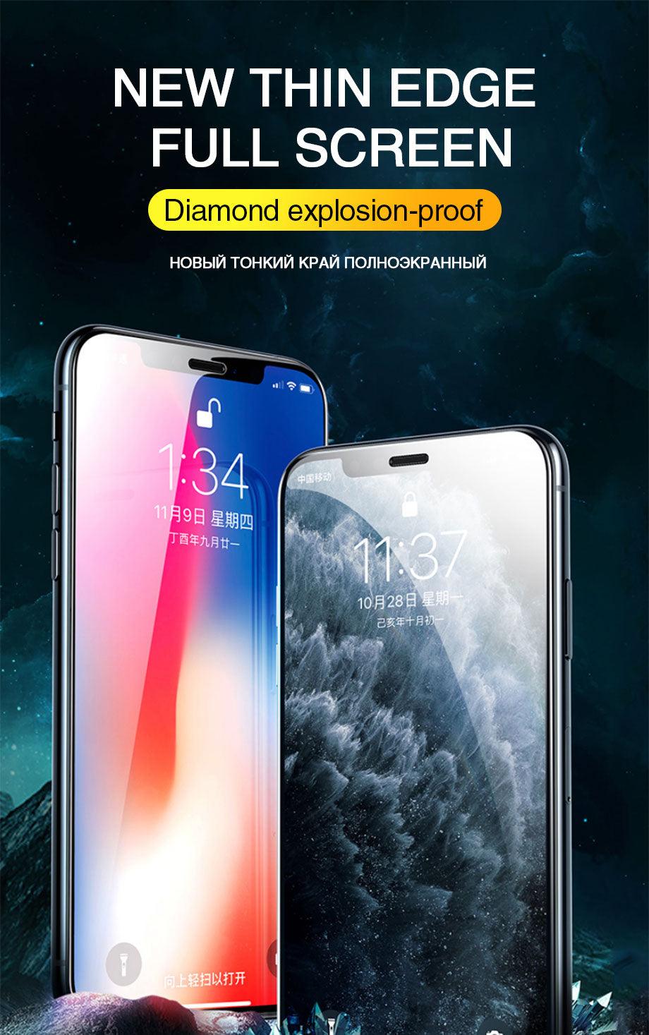 9D Full Cover Protective Glass For iphone 12 X XS XR 6 6S 7 8 Plus Tempered Film Iphone 14 11 13 Pro Max Screen Protector Glass Shatterproof Protection Easy Install Bubble Free Crystal Clear Protective Film