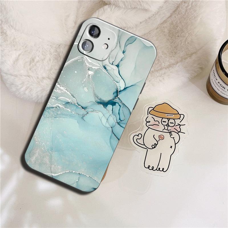 Luxury Marble Texture Phone Case For iPhone X XR XS 7 8 6S 6 5 Plus Silicone Anti Fall Back Cover Ultra Thin Soft Silicone Protective Shockproof and Scratch Resistant with Cute Design Pattern Case