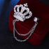 Luxury Rhinestone Crown Brooch Men Suit Luxury Rhinestone Crown Brooch Pin Crystal Tassel Badge For Suit Shirt Collar Corsage Shirt Badge Elegant Brooches For Men Jewelry Accessories Crown Hanging Chain Brooch