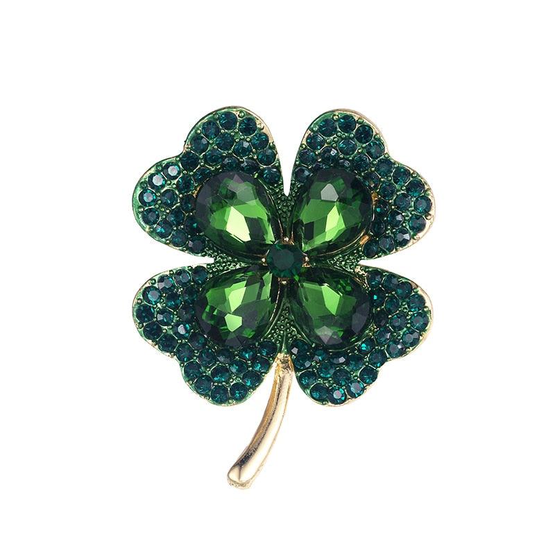 Modern Green Women Brooch Red Four Leaf Clover Crystal Rhinestones Brooches Women Luxury Brooch Pin Leaf Brooch Elegant Party Jewelry For Your Wife