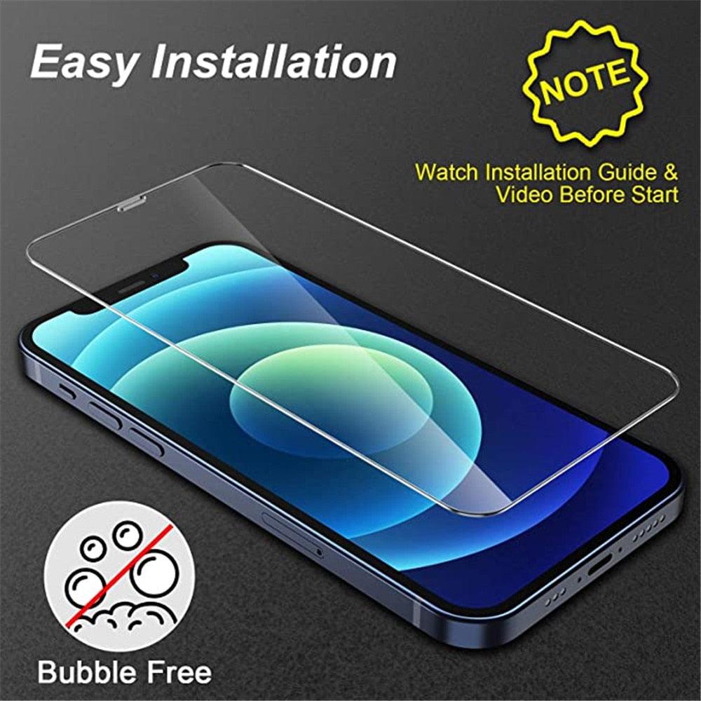 4pcs Tempered Glass For Iphone 11 14 12 13 Pro Xr X Xs Max Screen Protector On For Iphone 14 Pro Max Mini 7 8 6 6s Plus Se Glass Scratch Proof Flexible Screen Protector Shutter Proof Anti Fingerprint Screen Glass For Iphone