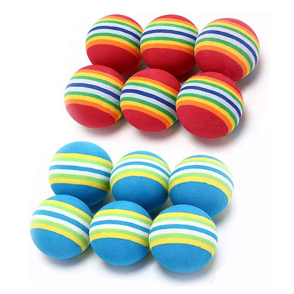 10pcs Cat Toy Balls Interactive for Indoor Cat Red Rainbow Soft Foam Puppies Toy Balls Activity Chase Quiet Play Sponge Ball  Toy Balls for Dog Puppies Kittens