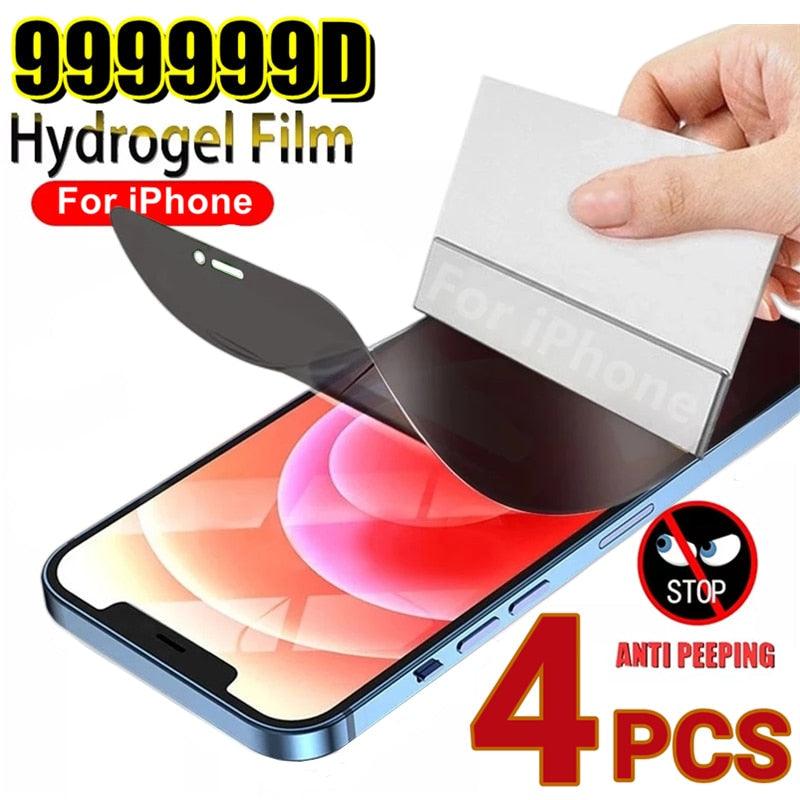 4pcs Anti Spy Privacy Soft Hydrogel Film For iPhone 13 12 11 14 Pro Max Mini X XR XS Max 6 14 7 8 Plus 12pro 13 Screen Protector Tempered Glass Screen Protector Guard for iPhone  HD Clear Scratch Resistant Anti-Fingerprint Tempered Glass Film