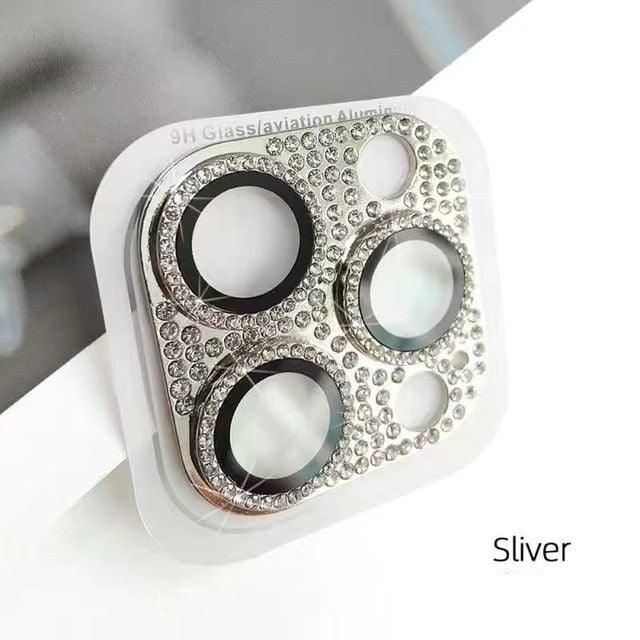 Camera Protector For iPhone 14Pro 14 13 12 Pro 11 Max Bling Glitter Diamond Metal Lens Glass Film 13Pro 14Plus 14 14ProMax Ring Shiny Diamond Metal Cover Glass Lens Protector Accessories