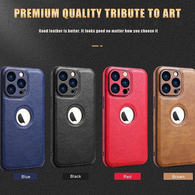 Luxury Leather Case for iPhone 14 13 12 11 Pro MAX XS XR 7 8 Plus Classic Silicone Phone Cover  Leather Case Thin Flexible Soft Grip Luxury PU Leather Cover for Men Durable Anti-Scratch Full Phone Cases