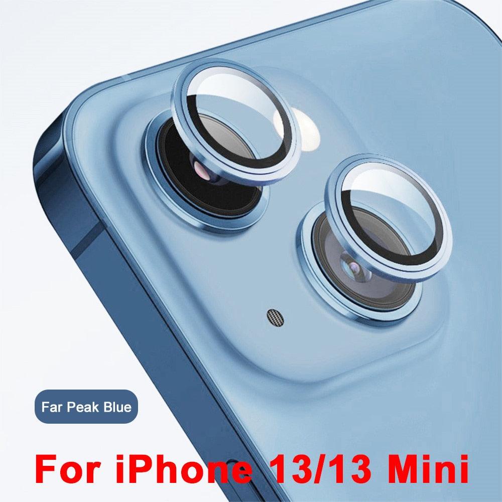 3D  Protective Glass Camera Protector Cover For iPhone 13 Pro Max i Phone 13Pro 13 Mini Rear Lens Metal Ring Protect Camera Lens Case Individual Metal Scratch Resistant HD Clear Case Tempered Glass Camera Case