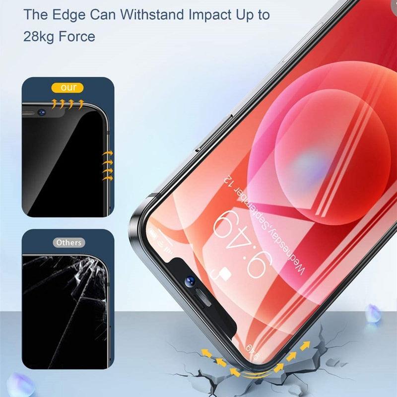 2PCS Alloy Dust Net Tempered Glass for Iphone 14 13 12 11 Pro XS MAX XR Screen Protector for IPhone 13Mini 14Plus Protective Glass  Full Edge-to-Edge Screen Protection Glue Tempered Glass for iPhone