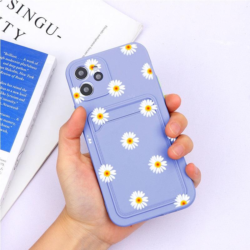 Soft Silicone Wallet Card Holder Phone Case For iPhone 11 mini Cases For iPhone 7 8 Cover Simple Silicone Protective Case For iPhone Girls Women Soft Slim Fit iPhone Case