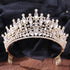 New Gold Color Crown Hair Accessories Luxury Crystal Tiara For Women Wedding Headdress Bridal Hair Jewelry Crystal Crown Pageant Bridal Wedding Hair Jewelry Accessories