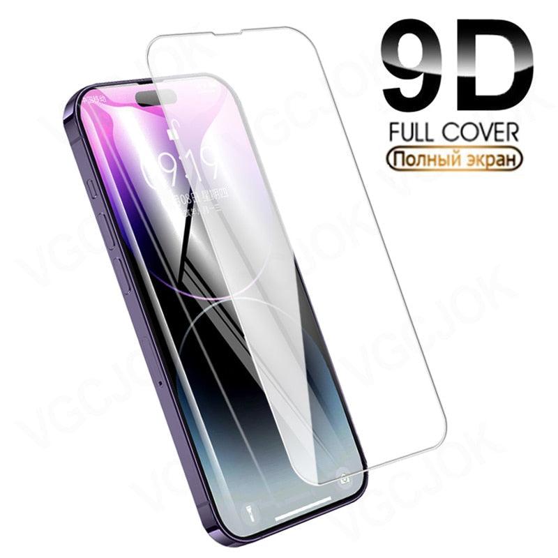 9D Full Cover Tempered Glass For iPhone 14 Plus 13 12 11 Pro Max mini Screen Protector iPhone X XR XS Max Protective Film 9H Tempered Glass Film Case-Friendly Screen Protector for iPhone