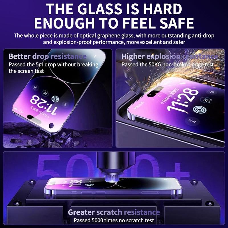 100D Full Cover Tempered Glass For iPhone 14 11 12 13 Pro Max XR X Screen Protector On iPhone 14 Pro Max Curved Protective Glass Screen Protector Tempered Glass Military Shatterproof & Longest Durable Screen Protector For iPhone