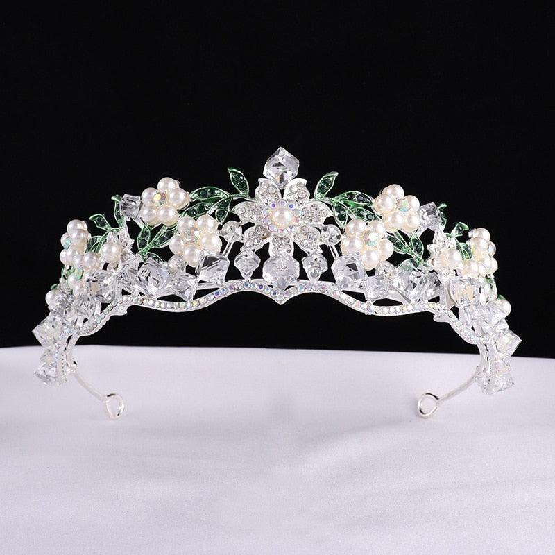 Luxury Purple Crystal Pearl Bridal Crown Tiara Magnificent Rhinestone For Bride Headband Wedding Hair Accessories  Pearl Bridal Crown Tiara Magnificent Rhinestone For Bride Headband