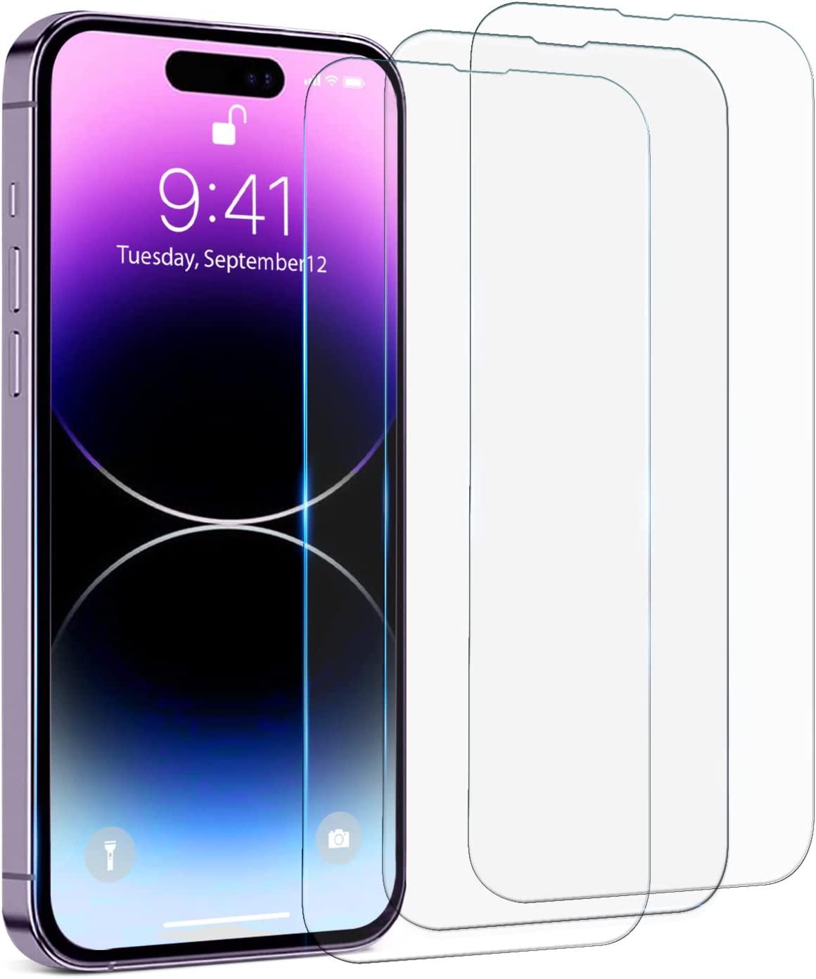 HD Clear Scratch Resistant Anti-Fingerprint Tempered Glass Film Full Screen Coverage Protector For Iphone 14 Pro Max Front Back Screen Protector HD Clarity Anti-Fingerprint Scratch Tempered Glass For Iphone 13