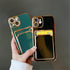 Luxury Plating Silicone Card Slot Holder Case For iPhone 14 12 13 Pro Max Elegant Women Soft Wallet Shockproof Cover Soft Bumper Beautiful Shiny Color Smartphone Case For Women