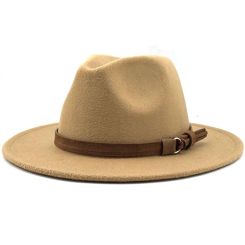 New Adjustable Unisex Wool Fedora Hat Luxury Wide Brim Fedora Floppy Hat Gentleman Elegant Winter Autumn Wide Comfortable Soft Hat Outdoor Wide Brim Hat With Strap