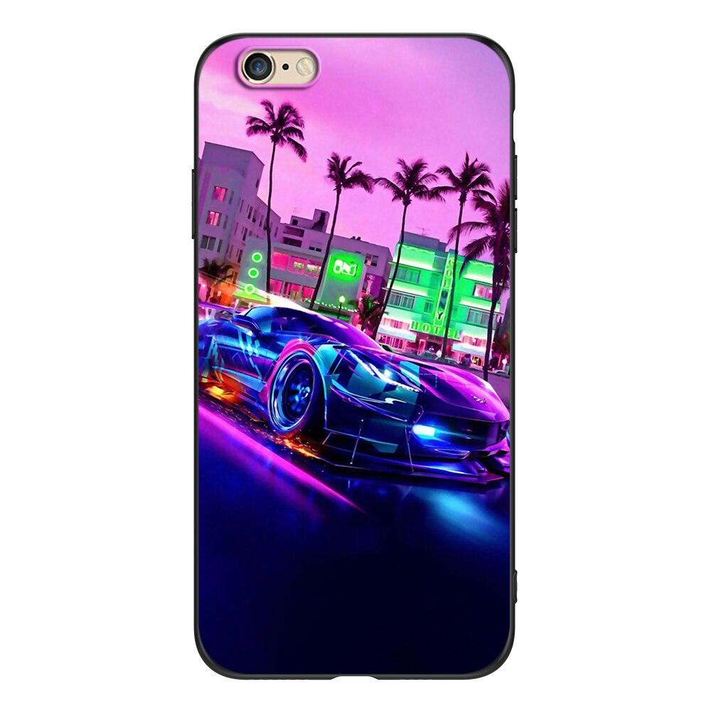 Cute Cover Soft Silicone Print Cars Print Phone Case For Iphone 5s 5 S Se 2016 4.0" Case Phone Cover On  Iphone 6s 6 S Plus Funda Bumper Black Case Sport Race Car