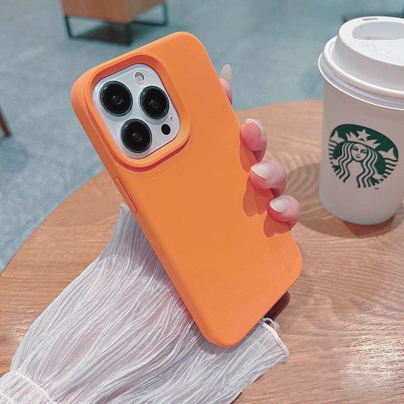 Silicone Soft Thick Protective Rubber Phone Basic Case For iPhone 14 13 Pro Max Case Luxury Silicone Phone Case for iPhone Solid Color Classic Camera Protection Case