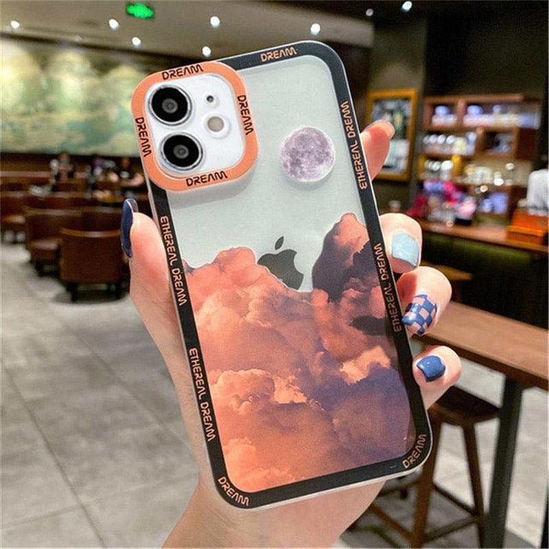 Snow Mountain Sunset Phone Case For iPhone 13 12 Mini 11 Pro Max  Snow Mountain Moon Night Lovely Phone Case Soft Shockproof Camera Lens Protective Cute Case Soft Shockproof Bumper Clear Back Cover