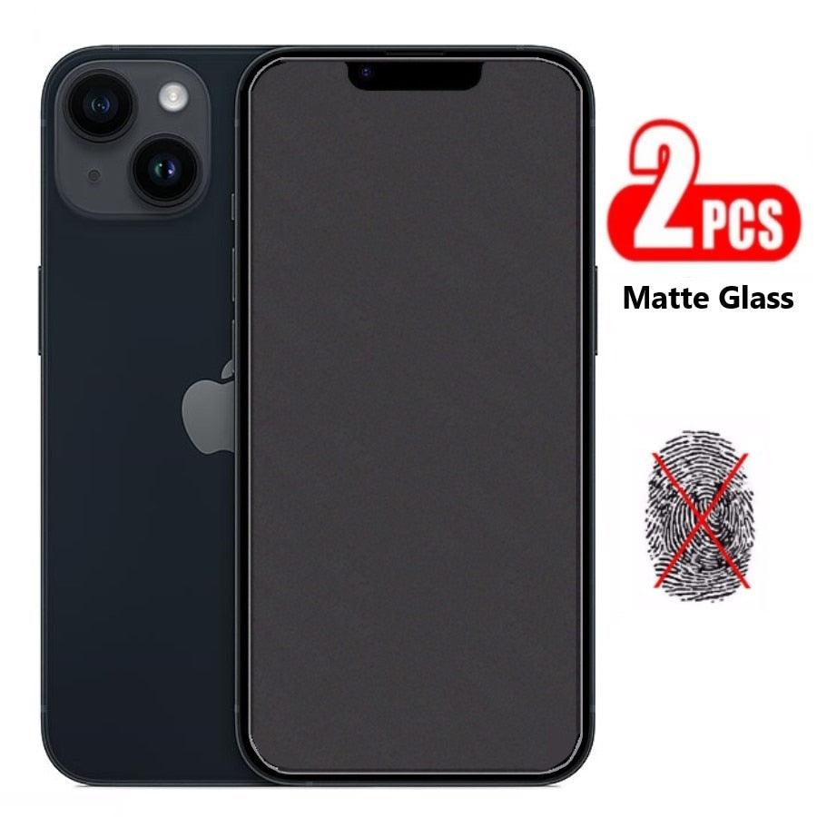 2PCS matte Glass for iPhone 11 12 13 14 Pro Max 7 8 Plus frost screen protector on iphone 12 13 11 mini SE 2020 6s X XR XS glass Flexible Soft Screen Guard Glass Screen Protector For iPhone