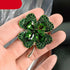 Modern Green Women Brooch Red Four Leaf Clover Crystal Rhinestones Brooches Women Luxury Brooch Pin Leaf Brooch Elegant Party Jewelry For Your Wife