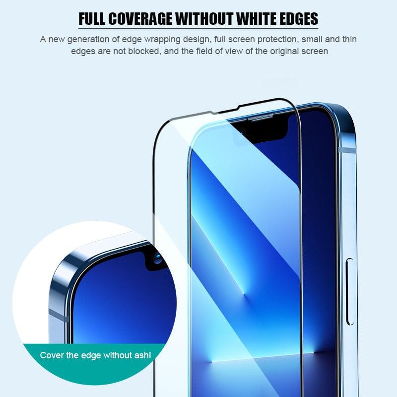 4pcs Full Cover Tempered Glass For Iphone 11 13 12 Pro Max Mini Xs X Xr Screen Protector On Iphone 7 8 Plus 6 6s Se 2020 Glass Guard Screen Protector For Iphone