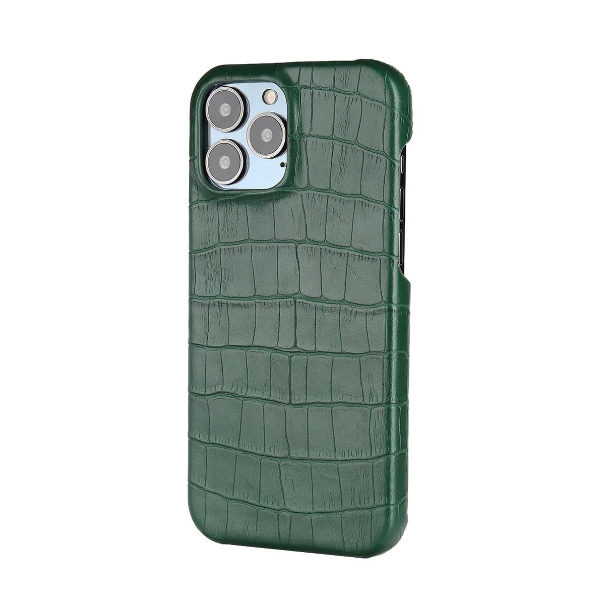 Unique Leather Case For iPhone 13 14 11 12 Pro Max XR X XS Strong Hard Shockproof Cover Green Leather Cover Classic Fashion Case for iPhone Protective Case