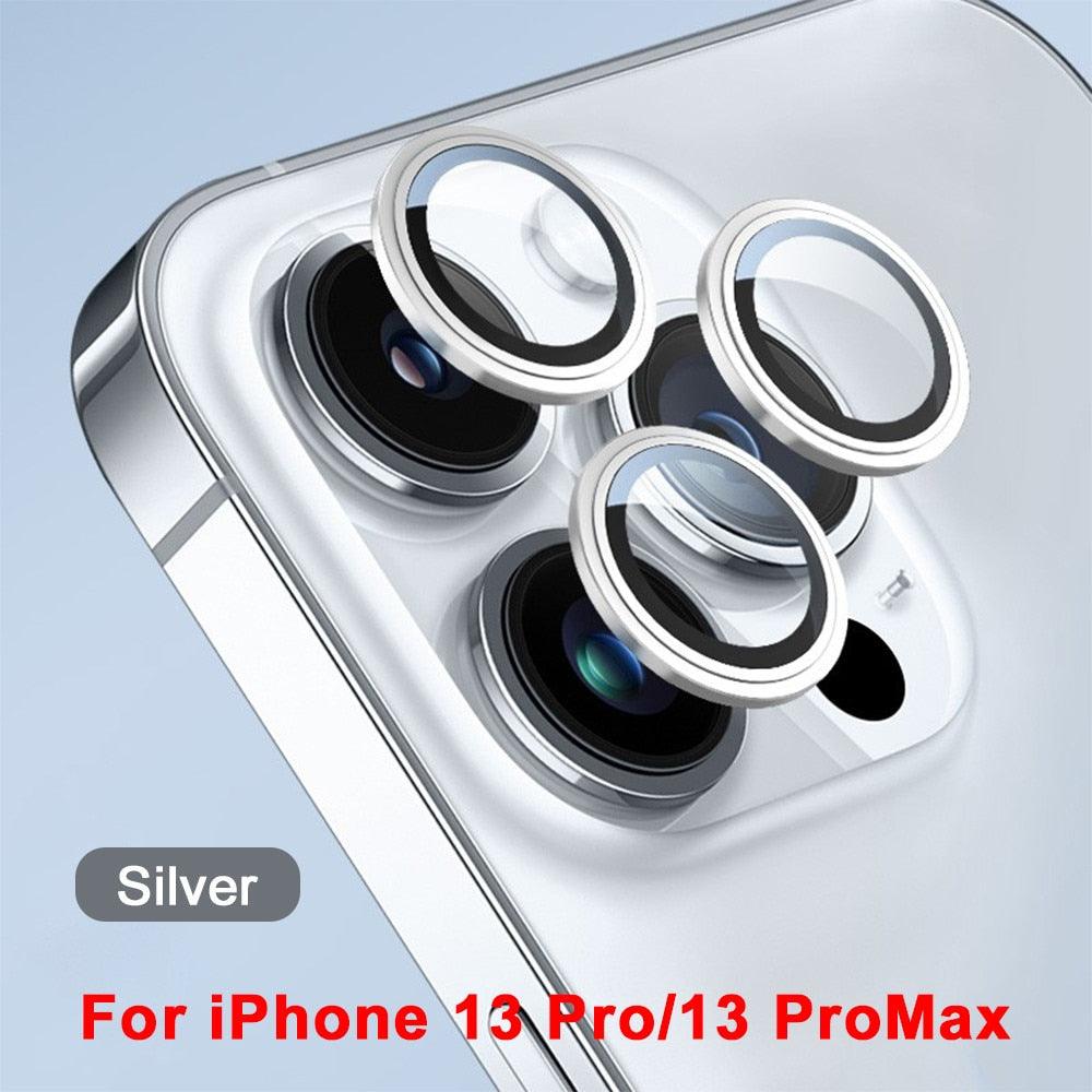 3D  Protective Glass Camera Protector Cover For iPhone 13 Pro Max i Phone 13Pro 13 Mini Rear Lens Metal Ring Protect Camera Lens Case Individual Metal Scratch Resistant HD Clear Case Tempered Glass Camera Case