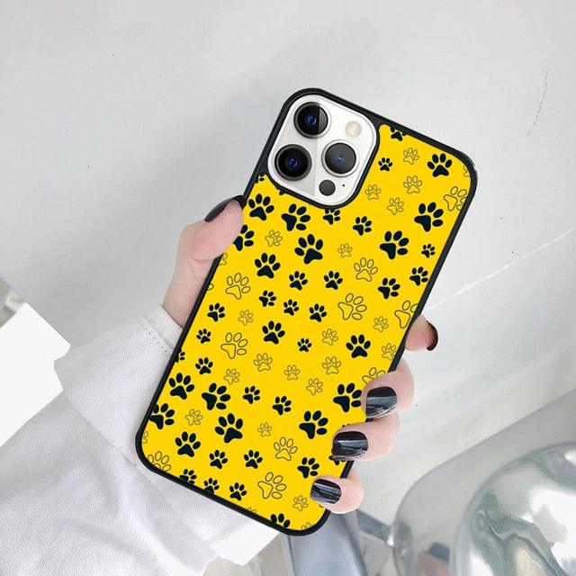 Dog Foot Print Colorful Pattern Phone Case For Iphone 14 Se 2020 Xr Xs 11 12 13 Mini Pro Max 6 7 8 Plus  Ultra Designer Printed Hard Back Case